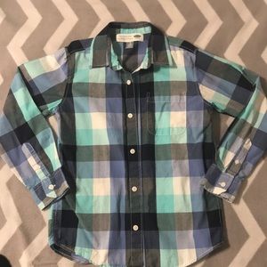 Boys gingham plaid button down shirt